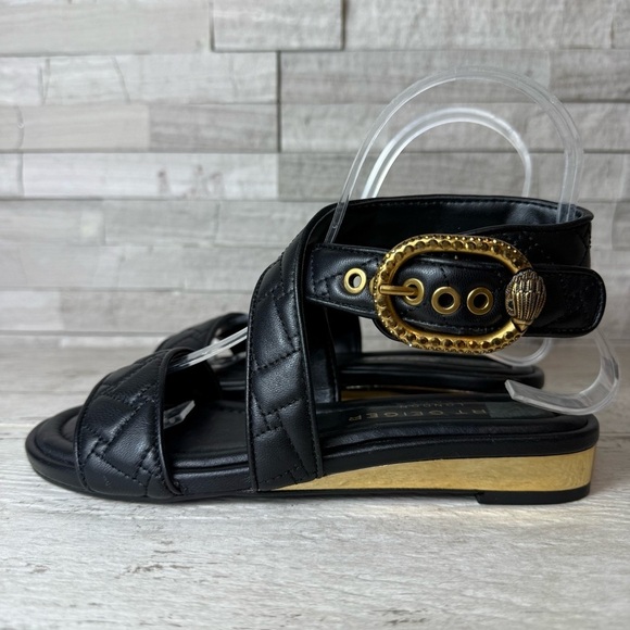 KURT GEIGER Mayfair Black Quilted Leather Ankle Strap SANDALS Black NEW Size 36 - Picture 6 of 13